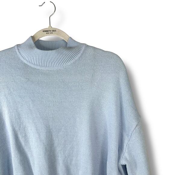 H&M Divided Jumper Light Blue Soft Knit Mock Neck Dropped Shoulder Sweater Large - Picture 4 of 5